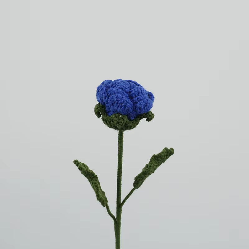 Handmade Crochet Yarn Rose Lily Home Decor Wool Hand Knitting Peony Flowers Beautiful Plant Artificial Room Nursery Home Decor