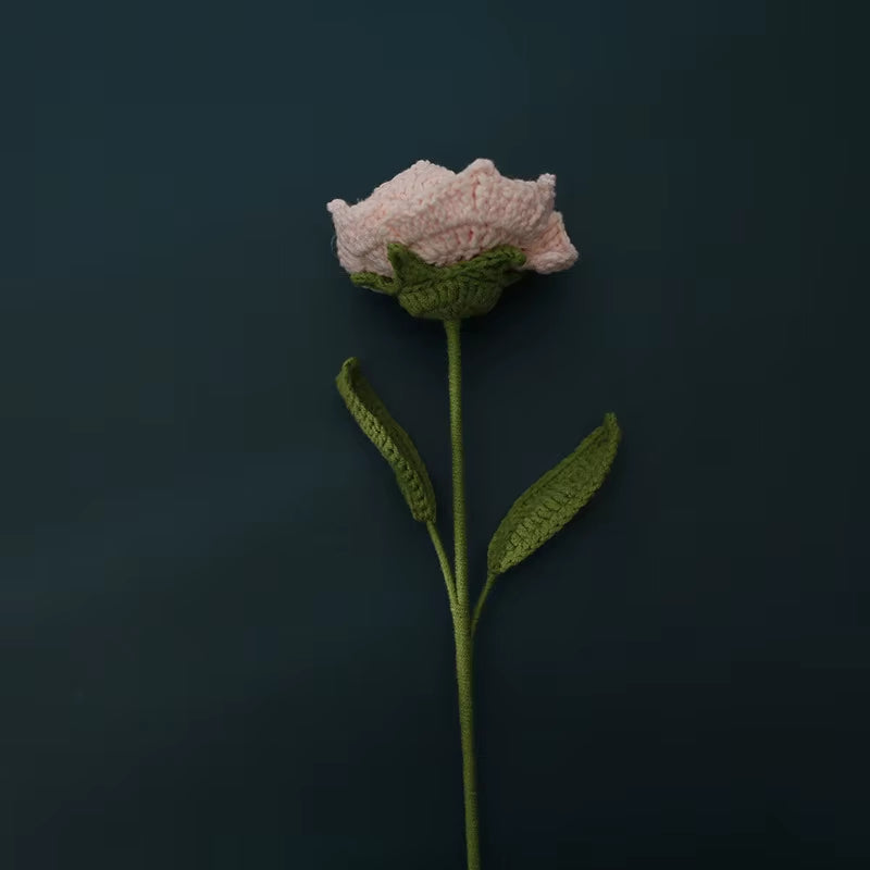 Handmade Crochet Yarn Rose Lily Home Decor Wool Hand Knitting Peony Flowers Beautiful Plant Artificial Room Nursery Home Decor