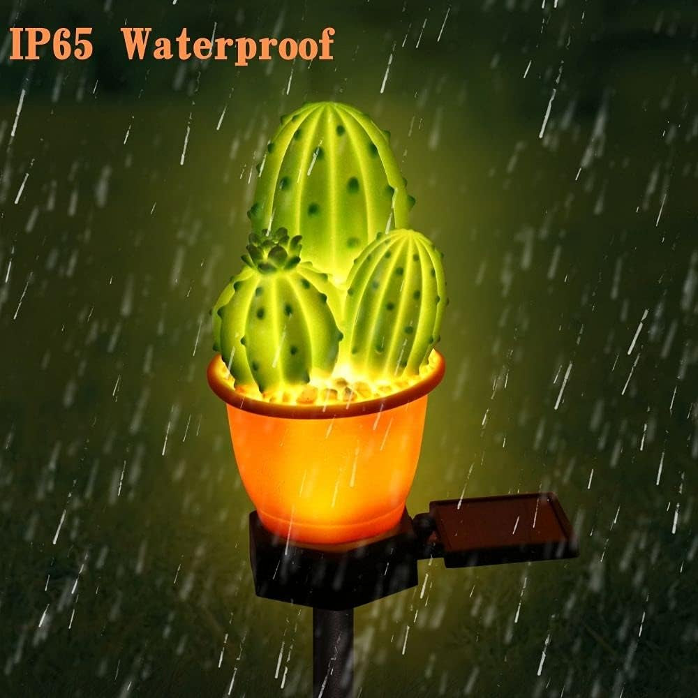 Solar Lights Outdoor Garden Decorative 2 Packs Solar Cactus Light Garden Stake Lights Waterproof for Patio, Lawn, Garden, Yard