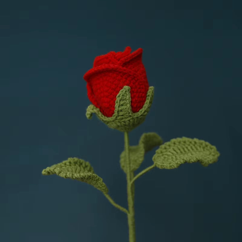 Handmade Crochet Yarn Rose Lily Home Decor Wool Hand Knitting Peony Flowers Beautiful Plant Artificial Room Nursery Home Decor