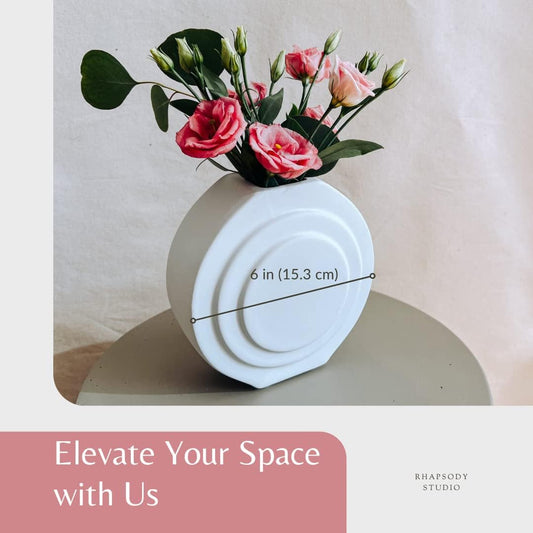 White Vases for Decor - White Ceramic Vase, round Vase Aesthetic Decor, Modern Vase Room Decor, Home Decorations for Living Room, Ceramic Vases for Home Decor, Flower Vase, Vase Set