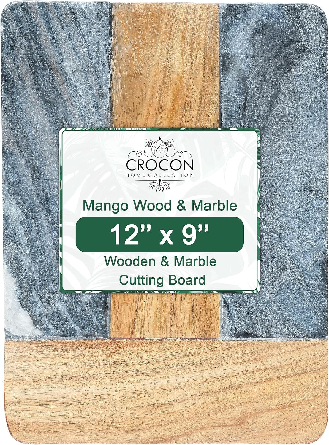 Cutting Board, Wooden and Marble Chopping Board - Stylish 12X9" Cheese & Charcuterie Board - Cutting Board for Meat, Bread, Pastry & Fruits - Elegant Serving Tray for Kitchen or Gift Set