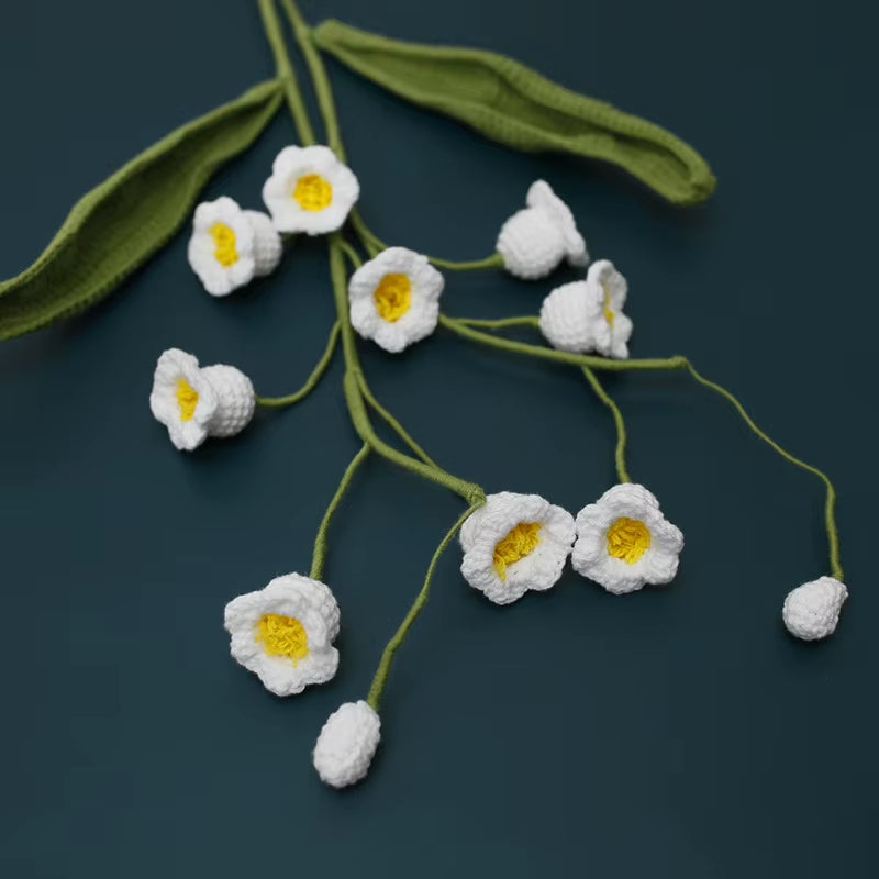 Handmade Crochet Yarn Rose Lily Home Decor Wool Hand Knitting Peony Flowers Beautiful Plant Artificial Room Nursery Home Decor