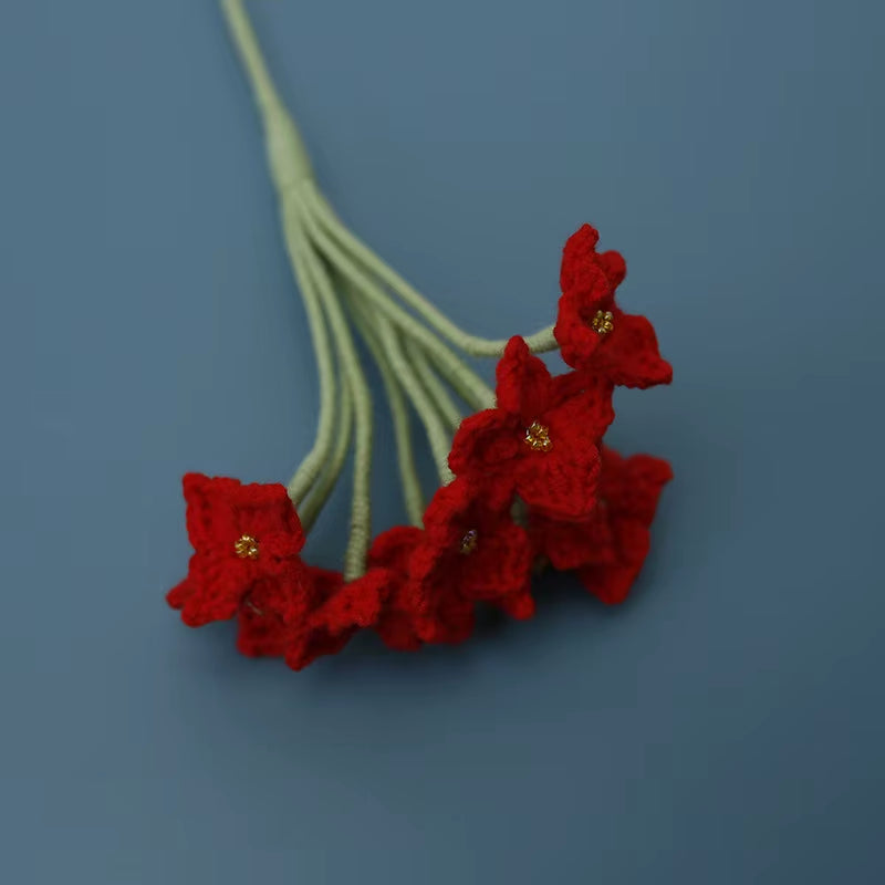 Handmade Crochet Yarn Rose Lily Home Decor Wool Hand Knitting Peony Flowers Beautiful Plant Artificial Room Nursery Home Decor