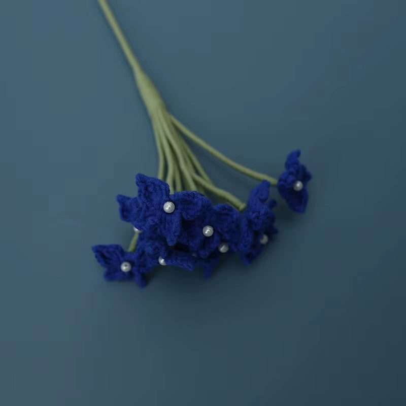 Handmade Crochet Yarn Rose Lily Home Decor Wool Hand Knitting Peony Flowers Beautiful Plant Artificial Room Nursery Home Decor