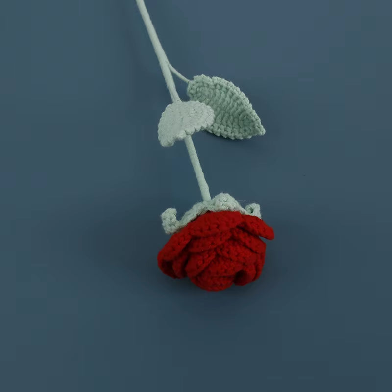 Handmade Crochet Yarn Rose Lily Home Decor Wool Hand Knitting Peony Flowers Beautiful Plant Artificial Room Nursery Home Decor