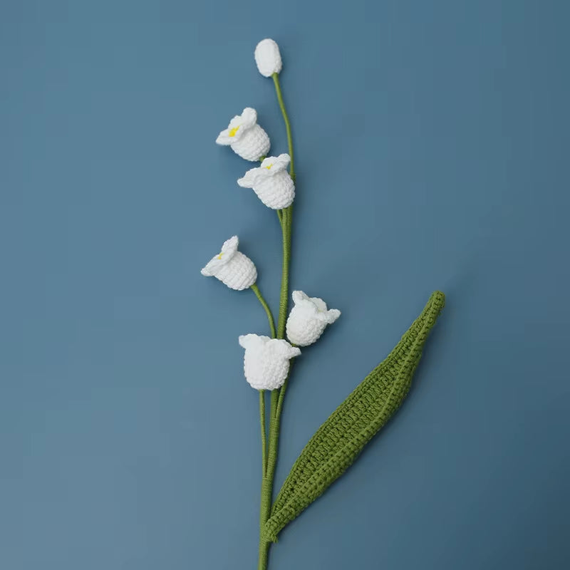 Handmade Crochet Yarn Rose Lily Home Decor Wool Hand Knitting Peony Flowers Beautiful Plant Artificial Room Nursery Home Decor