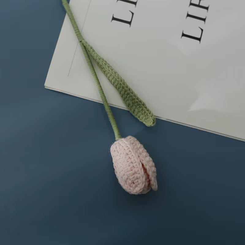 Handmade Crochet Yarn Rose Lily Home Decor Wool Hand Knitting Peony Flowers Beautiful Plant Artificial Room Nursery Home Decor