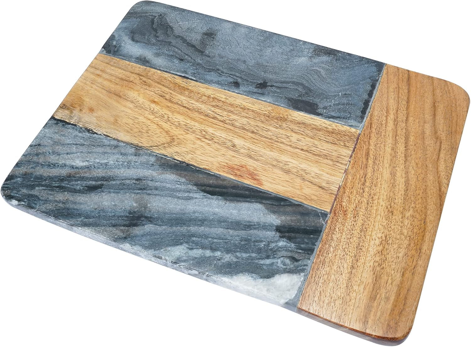 Cutting Board, Wooden and Marble Chopping Board - Stylish 12X9" Cheese & Charcuterie Board - Cutting Board for Meat, Bread, Pastry & Fruits - Elegant Serving Tray for Kitchen or Gift Set