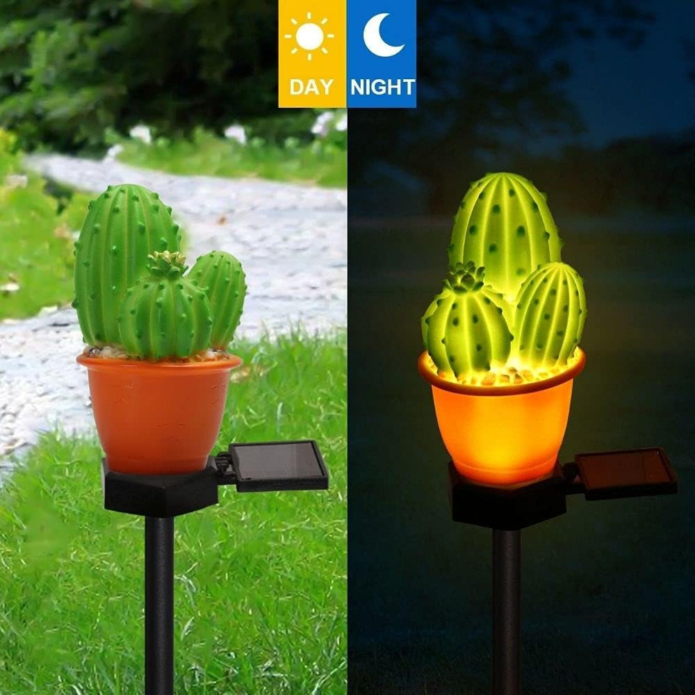 Solar Lights Outdoor Garden Decorative 2 Packs Solar Cactus Light Garden Stake Lights Waterproof for Patio, Lawn, Garden, Yard