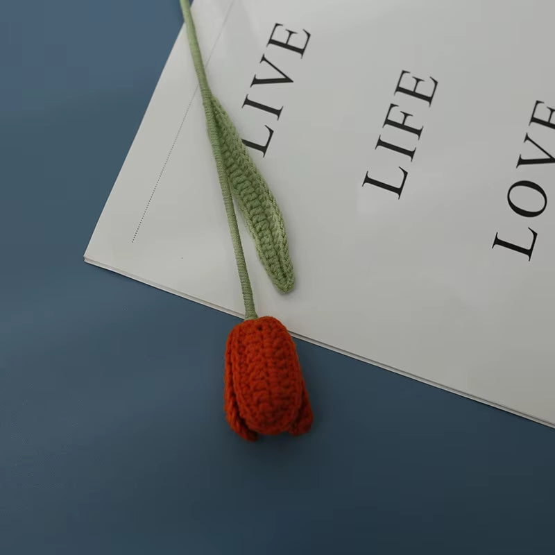 Handmade Crochet Yarn Rose Lily Home Decor Wool Hand Knitting Peony Flowers Beautiful Plant Artificial Room Nursery Home Decor