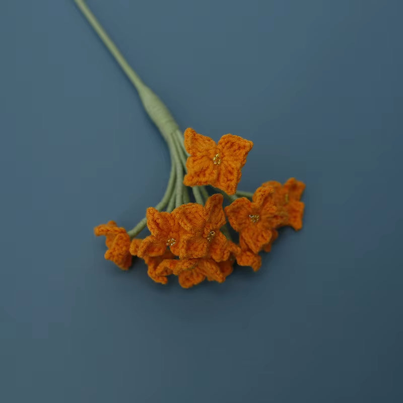 Handmade Crochet Yarn Rose Lily Home Decor Wool Hand Knitting Peony Flowers Beautiful Plant Artificial Room Nursery Home Decor