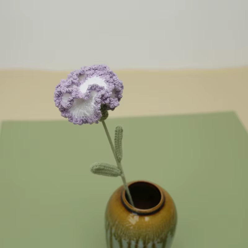 Handmade Crochet Yarn Rose Lily Home Decor Wool Hand Knitting Peony Flowers Beautiful Plant Artificial Room Nursery Home Decor