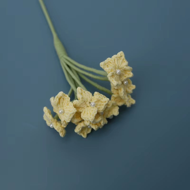 Handmade Crochet Yarn Rose Lily Home Decor Wool Hand Knitting Peony Flowers Beautiful Plant Artificial Room Nursery Home Decor